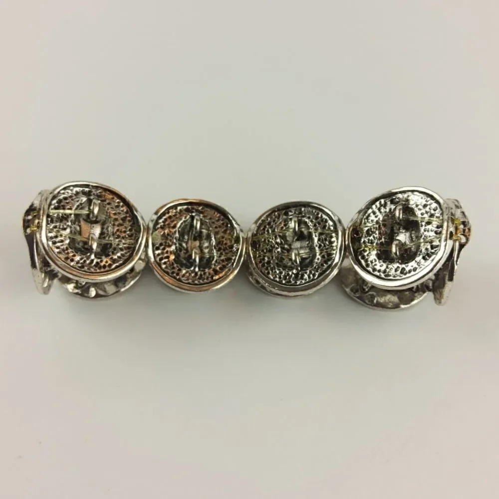 (3/$20) Silvertone elastic antiqued owl bracelet
